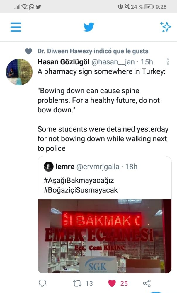 Resistencia popular. Leyenda en farmacia que llama a no agachar la cabeza