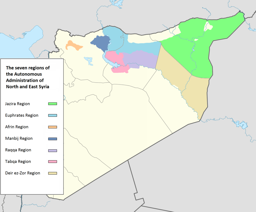 Mapa de cantones de Rojava