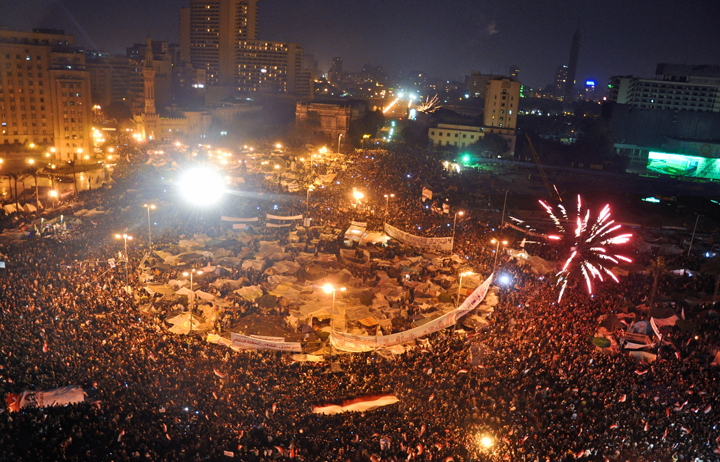 Plaza Tahrir, Egipto. Festejos de la caída de Mubarak