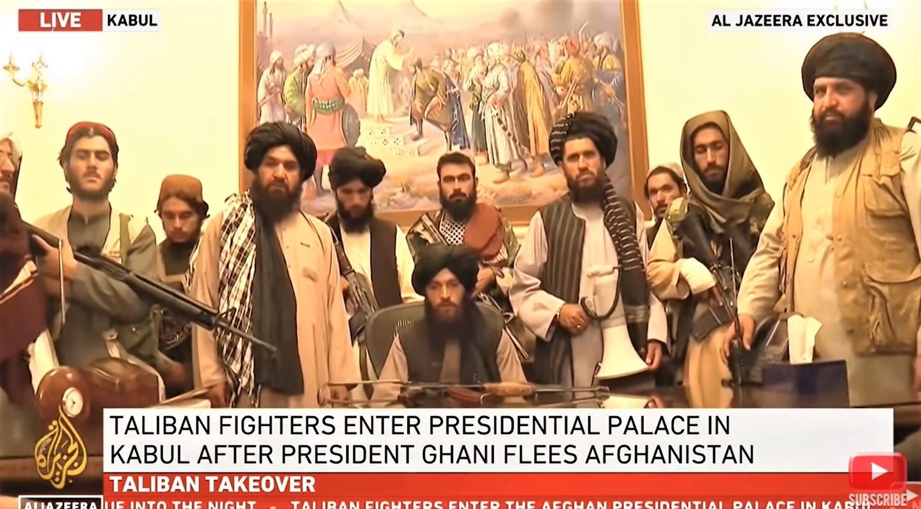 El palacio de gobierno afgano, decorado por la pintura de Breshna(screenshot)