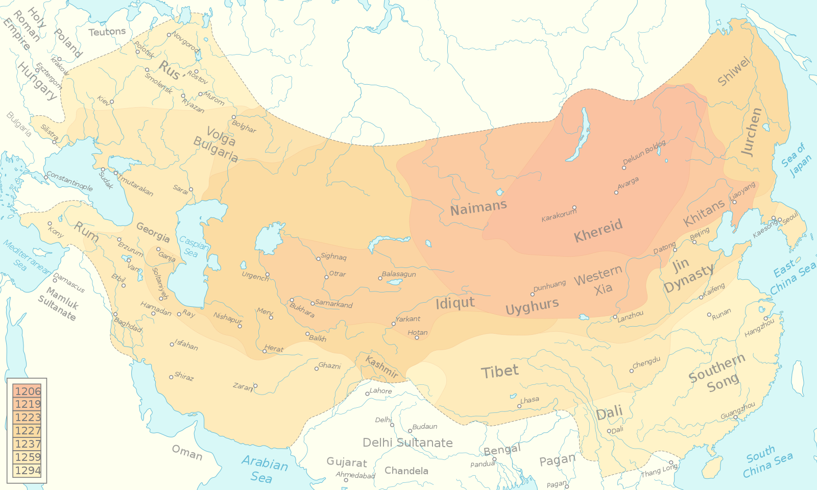 Expansión del imperio mongol