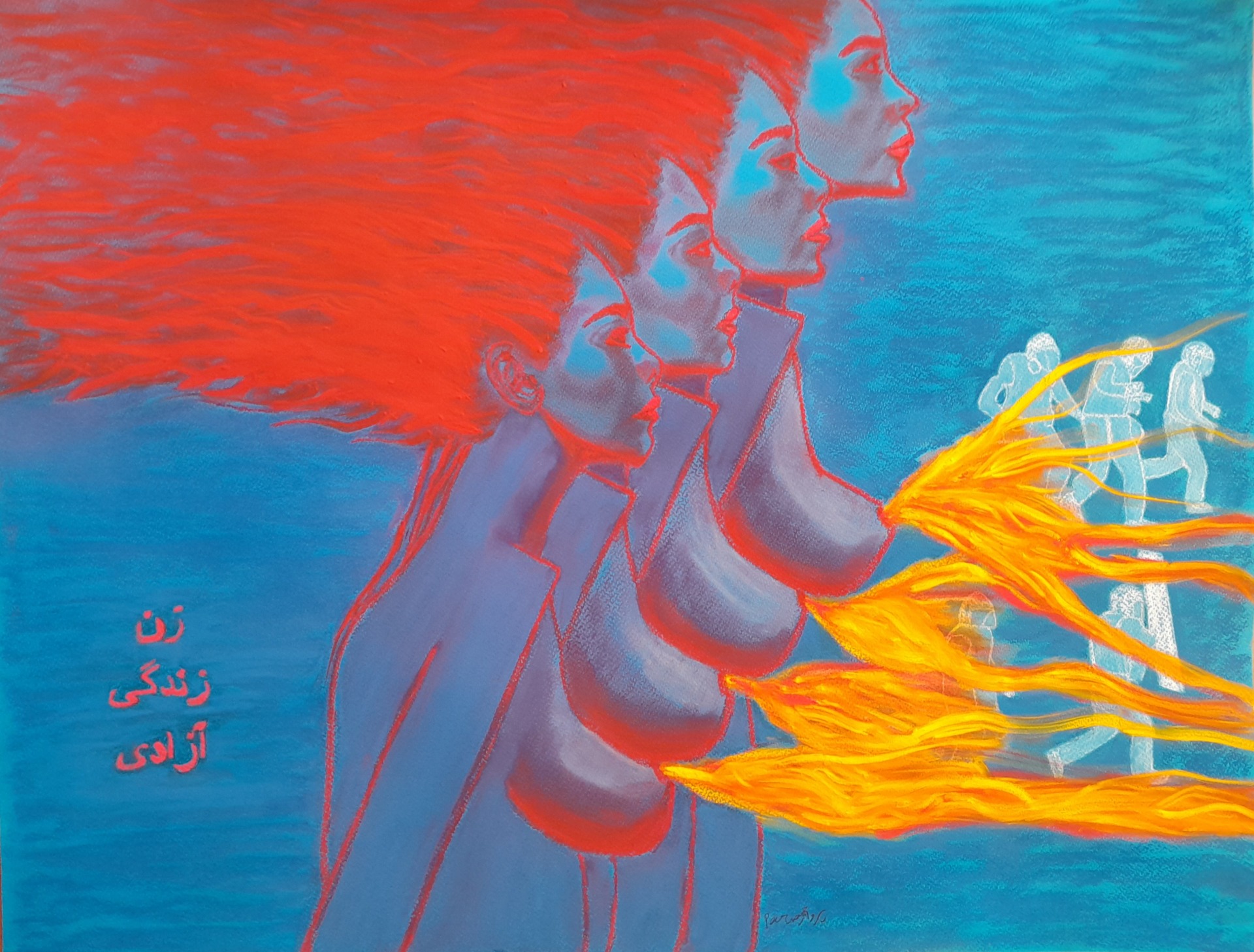Women in Iran. Pintura de Nasrin Parvaz, Octubre de 2022
