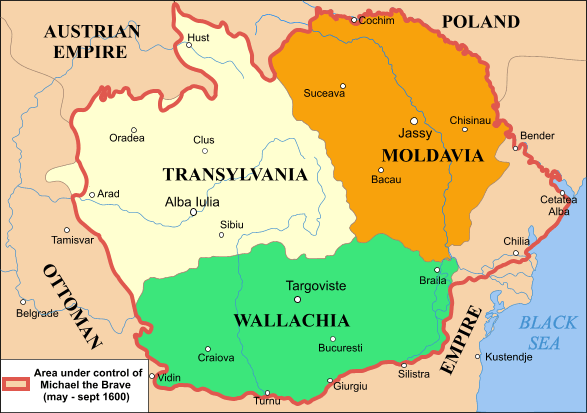 Mapa de Moldavia durante el 1600
