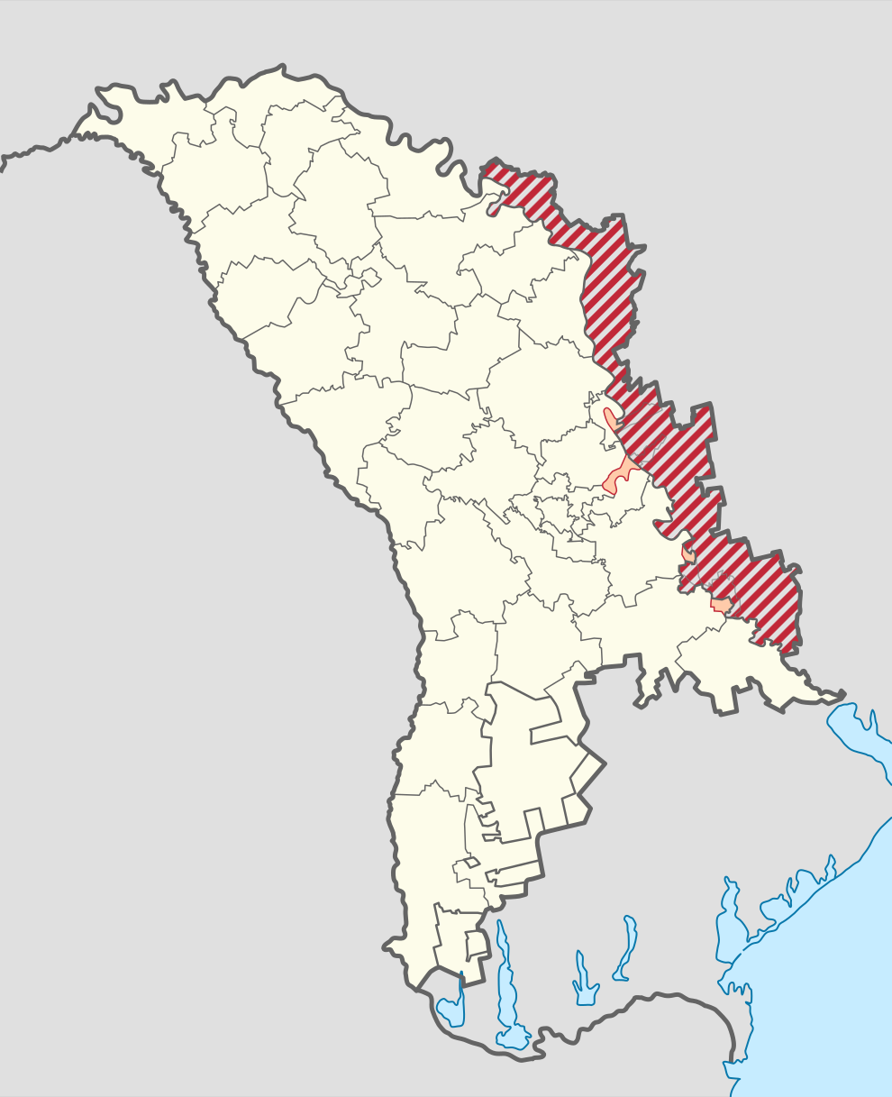 Transnistria en el mapa de Moldavia