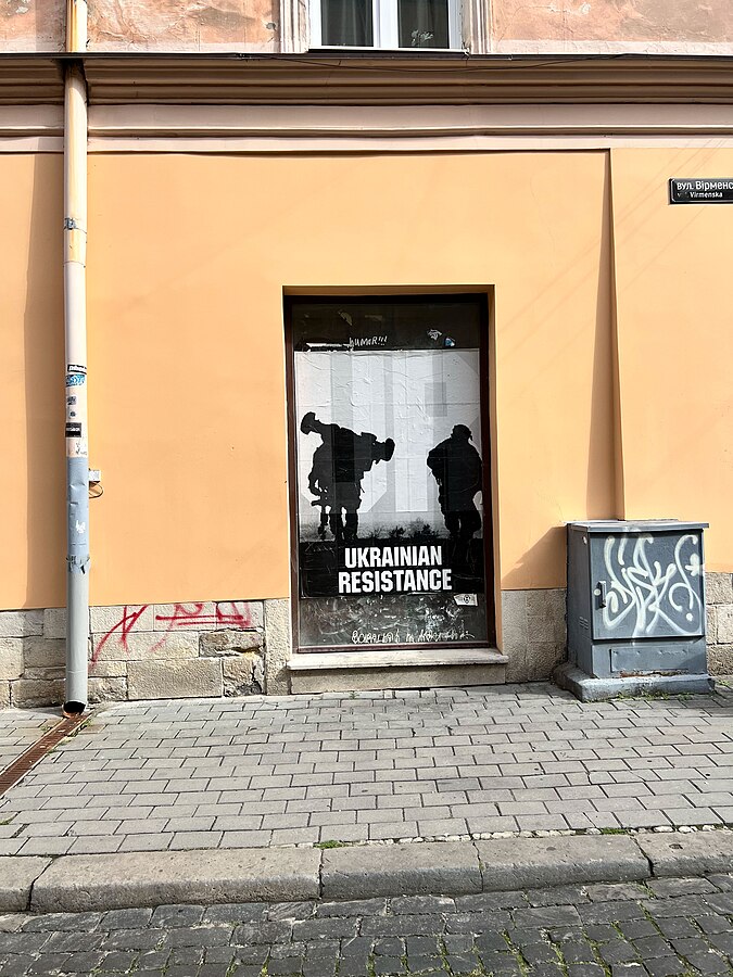 Cartel en Lviv. Ucrania resiste