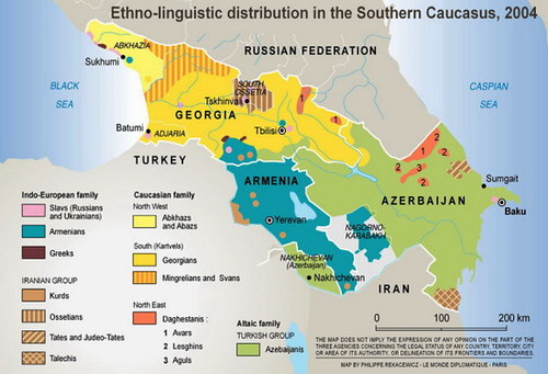 Distribución etnolingüística del Cáucaso Sur