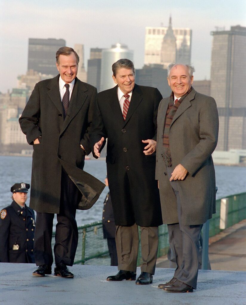 Bush, Reagan y Gorbachov en 1988