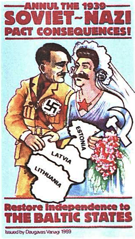 Póster que denuncia el pacto nazi-soviético. Los países de Europa Oriental ven repetir esa lógica imperial en la historia 